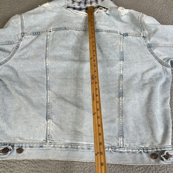 VTG Levi’s Flannel Lined Denim Trucker Jacket Mens L Blue Distressed Grunge Y2K - Picture 14 of 15